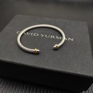 David Yurman Two-Tone Cable Open Cuff Bracelet - Silver and Gold